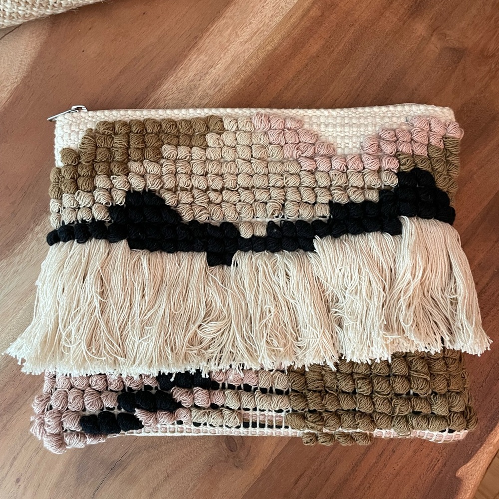 NWOT World Market Boho Woven Bag with Fringe